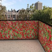 balkonscherm rode tulpen - BalkonschermenPlanten - Vinyl - 100x300cm Enkelzijdig