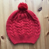 Cashmere/Wool Blend Cable Knitted Red Hat