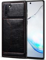 Samsung Galaxy Note 10 hoesje - Lederen gelcase met standaard en vakje voor pasje - zwart - GSM Hoesje - Telefoonhoesje Geschikt Voor: Samsung Galaxy Note 10