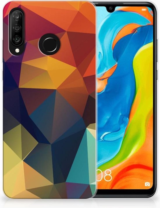 Huawei P30 Lite TPU Hoesje Design Polygon Color