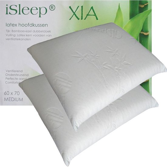iSleep Xia oreiller Set (2 pièces) - remplissage Latex - tic - tac Bamboe - 60x70 cm - Ecru