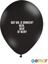 Ballonnen Wijn, Wijn of Wijn Zwart met opdruk Wit (helium)