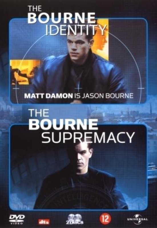 DVD-hoes voor 'The Bourne Identity' en 'The Bourne Supremacy' met Matt Damon als Jason Bourne.