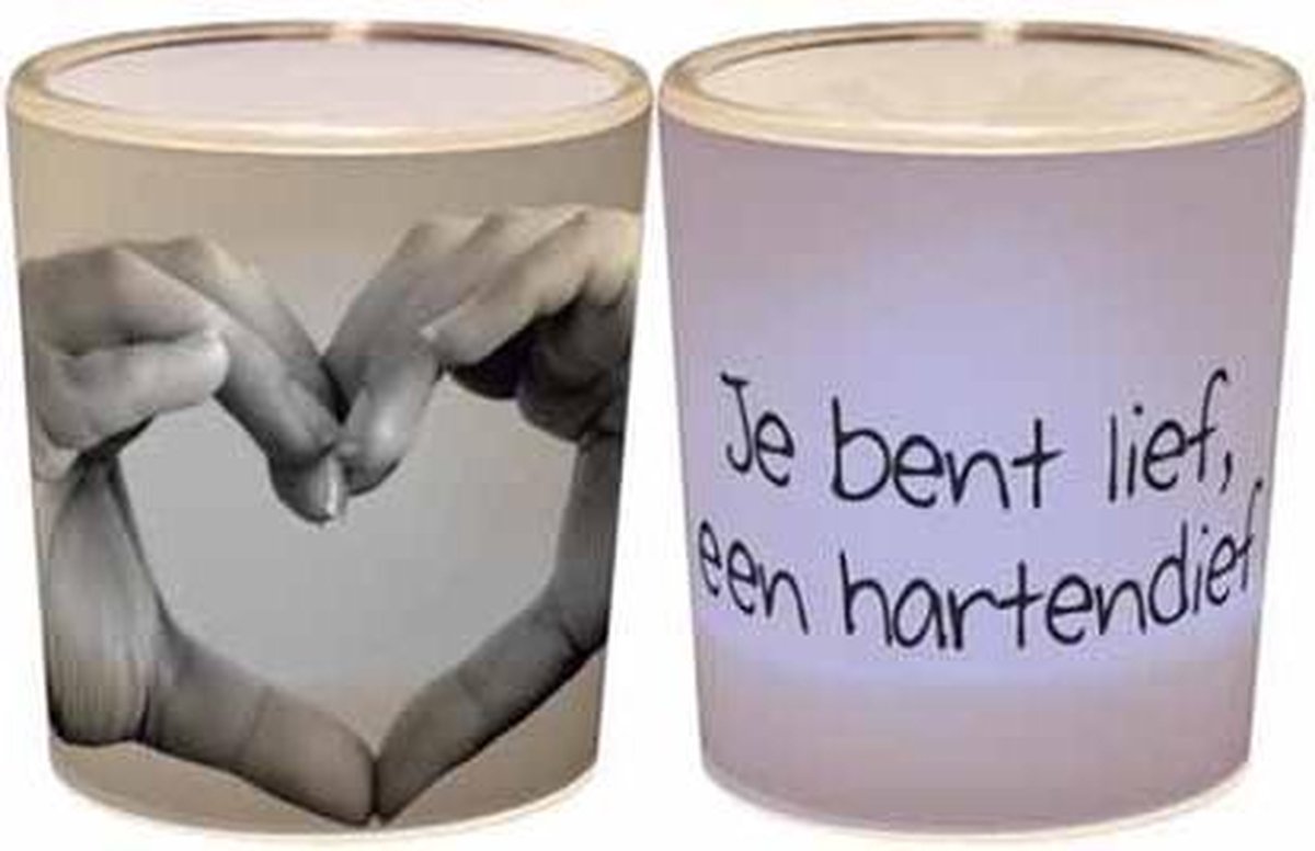 Een lichtje voor jou -:) Waxinelichtjeshouder Je bent lief, een hartendief