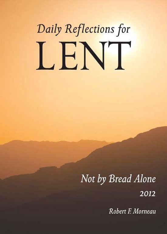 Couverture de livre intitulée 'Daily Reflections for LENT', avec un coucher de soleil et des montagnes.