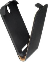 HTC One SV Lederlook Flip Case hoesje Zwart
