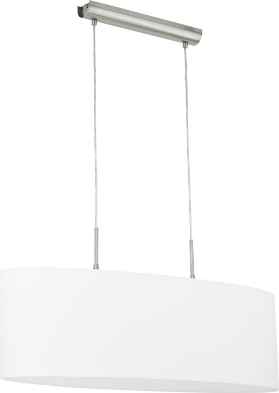 EGLO Pasteri - Hanglamp - 2 Lichts - Lengte 75cm - Nikkel-Mat - Wit