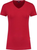 Tricorp Dames T-shirt V-hals 190 grams - Casual - 101008 - Rood - maat XS