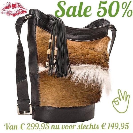 Leren tas met vacht springbok bol