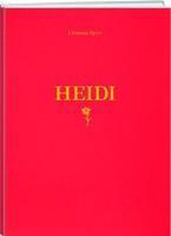 Le livre rouge 'HEIDI' avec des lettres dorées et une petite fleur dorée.