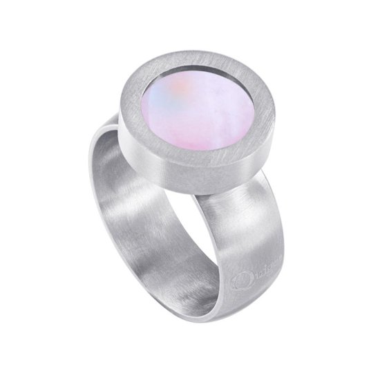 Ring de système de vis en acier inoxydable Quiges couleur argent mat 17 mm avec coque rose interchangeable Mini pièce de 12 mm