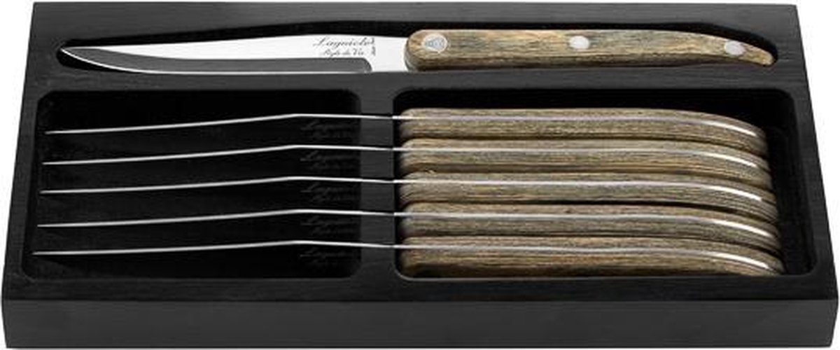 Bol.com Laguiole Style de Vie Steakmessen Innovation Line - 6-delig - Grijs - Glad aanbieding