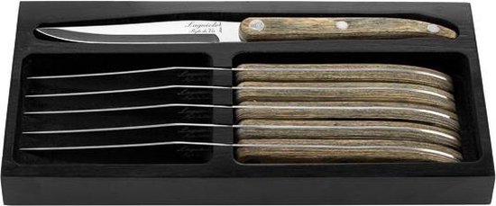 Laguiole Style de Vie Steakmessen Innovation Line - 6-delig - Grijs - Glad - Laguiole Style de Vie