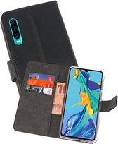 Booktype Telefoonhoesjes - Bookcase Hoesje - Wallet Case -  Geschikt voor Huawei P30 - Zwart