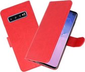 Hoesje Geschikt voor Samsung Galaxy S10 - Book Case Telefoonhoesje - Kaarthouder Portemonnee Hoesje - Wallet Cases - Rood