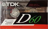 Vintage Audio Cassette Tape TDK D-60 Normaal Position type I /  Sealed Blanco Cassettebandje