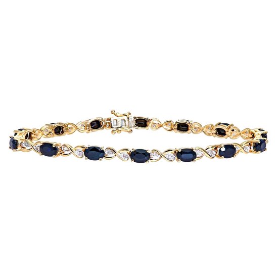 9k Geel Gouden Saffier en Diamant Armband met Achtvormige Schakels | bol