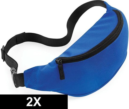 2x Heuptasje/buideltasje blauw 38 cm - festivaltasjes