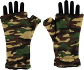 Vingerloze handschoenen camouflage print voor volwassenen