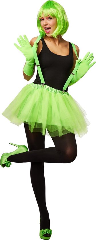 dressforfun - Tutu tulerok met bretels groen S/M - verkleedkleding kostuum halloween verkleden feestkleding carnavalskleding carnaval feestkledij partykleding - 301981