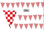 24x Vlaggenlijn geblokt rood/wit 10 meter