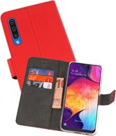 Booktype Telefoonhoesjes - Bookcase Hoesje - Wallet Case -  Geschikt voor Samsung Galaxy A50 - Rood