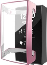 KELERINO. Full cover hoesje geschikt voor Fitbit Charge 3 - Siliconen - Roze