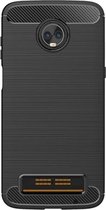 Shop4 - Motorola Moto Z3 Play Hoesje - Zachte Back Case Brushed Carbon Zwart