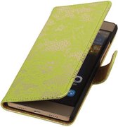 Mobieletelefoonhoesje.nl - Huawei Ascend G6 4G Hoesje Bloem Bookstyle Groen