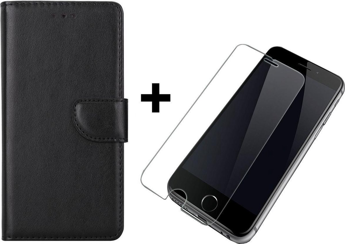 iPhone 8 Plus Boek Hoesje + Tempered Glass Screenprotector - Combo