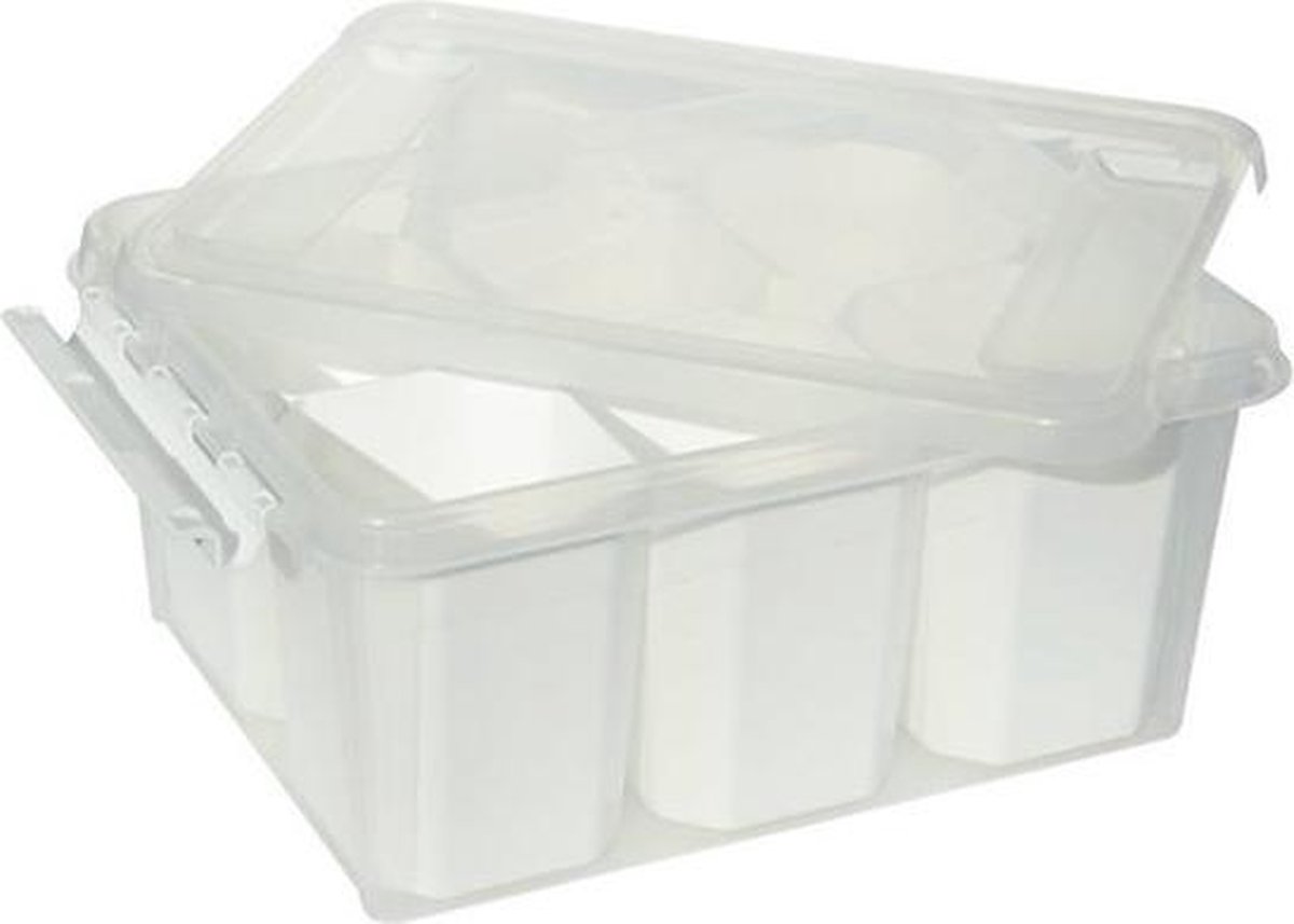 Universal storage box met deksel 400x300x190 mm - incl. 6 witte inzetten