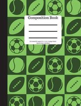 Composition Book 100 Sheet/200 Pages 8.5 X 11 in College Ruled Sports Green