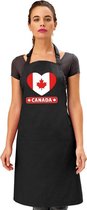 Canadese vlag in hart keukenschort/ barbecueschort zwart heren en dames - I love Canada schort