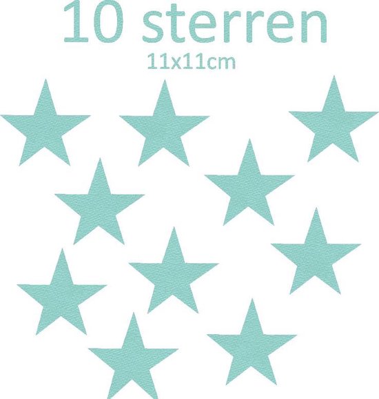 Sterren muurstickers | Mint groene sterren muurstickers | 11x11cm | 10 sterren stickers