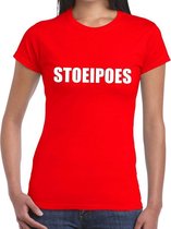 Stoeipoes tekst t-shirt rood dames M
