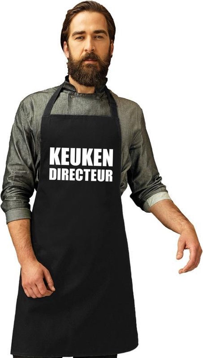 Keuken directeur keukenschort/ barbecueschort zwart heren