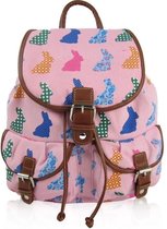 Amelie RABBIT Rugzak Rugtas School Tas Canvas Roze 6-12 Jaar Konijnen