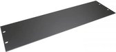 R1275/3Uk Penn Elcom frontplaat, aluminium, plat, 3 HE, zwart
