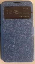 Galaxy S4 S-View Cover Zijde Patroon met Knop– Blauw