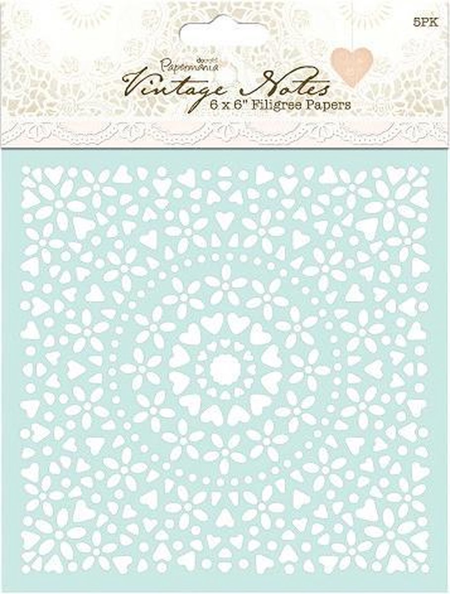 6 x 6 Filigree Papers (5pk) - Vintage Notes