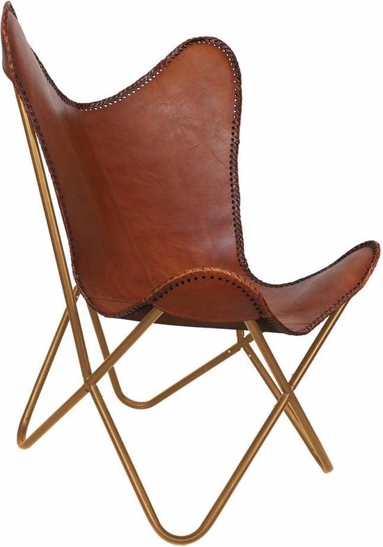 kwaadaardig Afkorting Vermaken Vlinderstoel – bruin – leren stoel – Butterflychair - Fauteuil - Talamanca  05 | bol.com