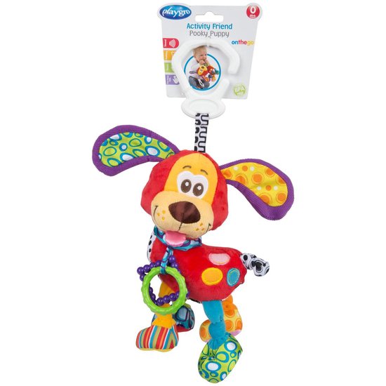 Playgro Pookie Puppy – Activiteitenknuffel – Hangspeeltje – -Speelgoed Baby – Speelgoed 1 jaar – Baby speelgoed