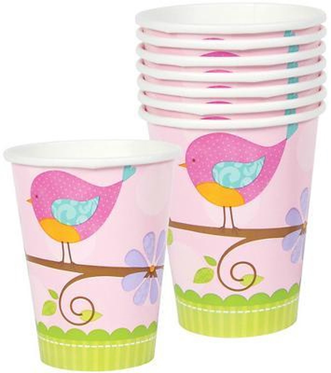 8 bekertjes - geboorte meisje - Baby Girl - karton