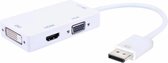 Techly IADAP DP-COMBOF2 tussenstuk voor kabels DisplayPort HDMI / DVI / VGA Wit