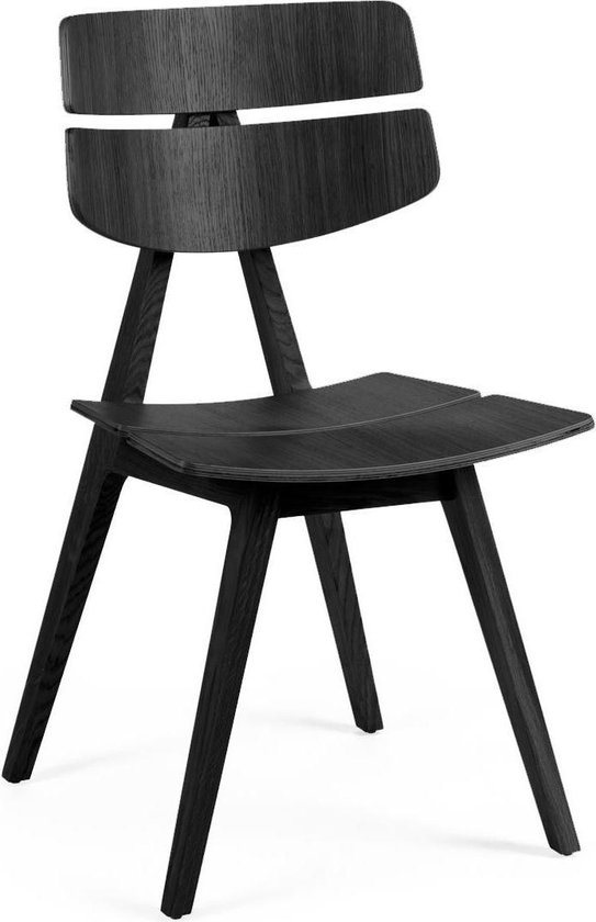 rijkdom keuken Nauwgezet Wing Chair - Houten stoel - Zwart gebeitst | bol.com