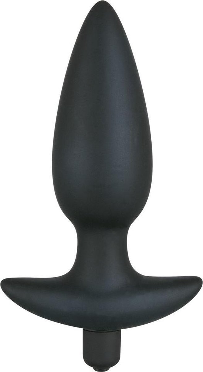 Goedkoopste Black Velvets – Siliconen 5-Traps Vibratie Plug voor Anaal Gebruik met Verticale Stop maat L – Zwart