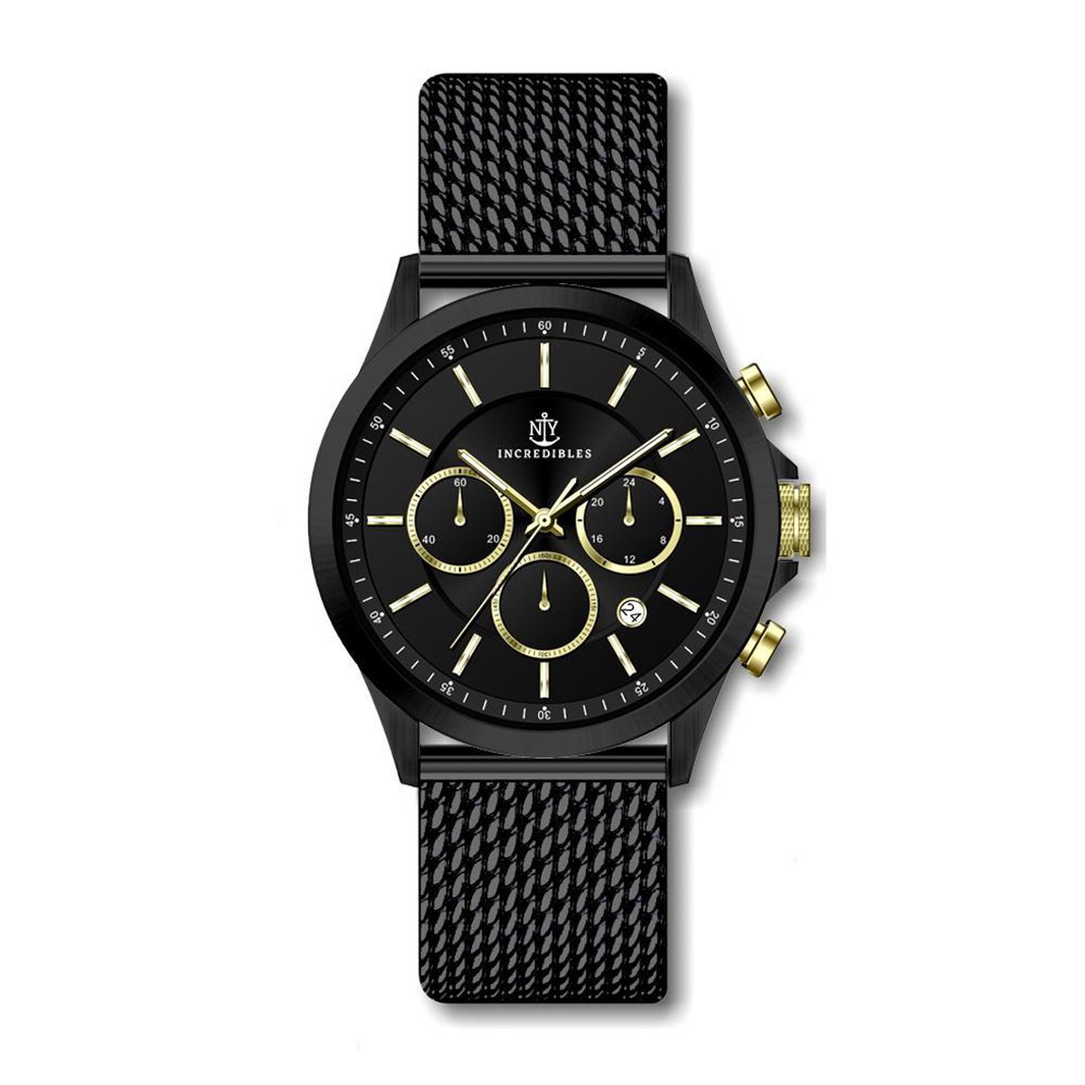 Horloge Soho - Chronograaf - Staal - Ø 42 mm - Heren - Zwart - Goud |  bol.com