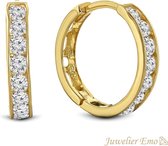 Juwelier Emo - 14 Karaat Gouden Kinderoorbellen meisje met Zirkonia stenen - KIDS - 15 mm