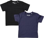 Dirkje 2pack shirts unisex Korte Mouwen Blauw en Zwart - Maat 74