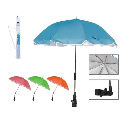 Blauwe parasol voor stoel of kinderwagen - 100 cm - met bevestigingsysteem  - parasols | bol.com